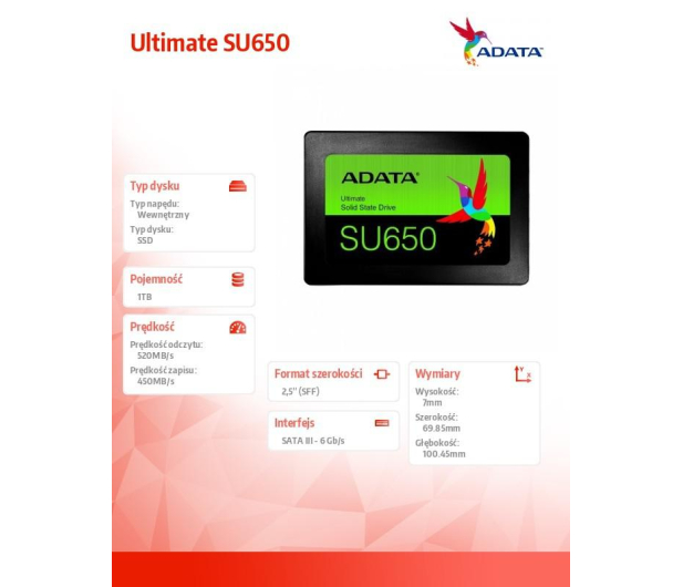 ADATA 1TB 2,5" SATA SSD Ultimate SU650 - 1107423 - zdjęcie 8